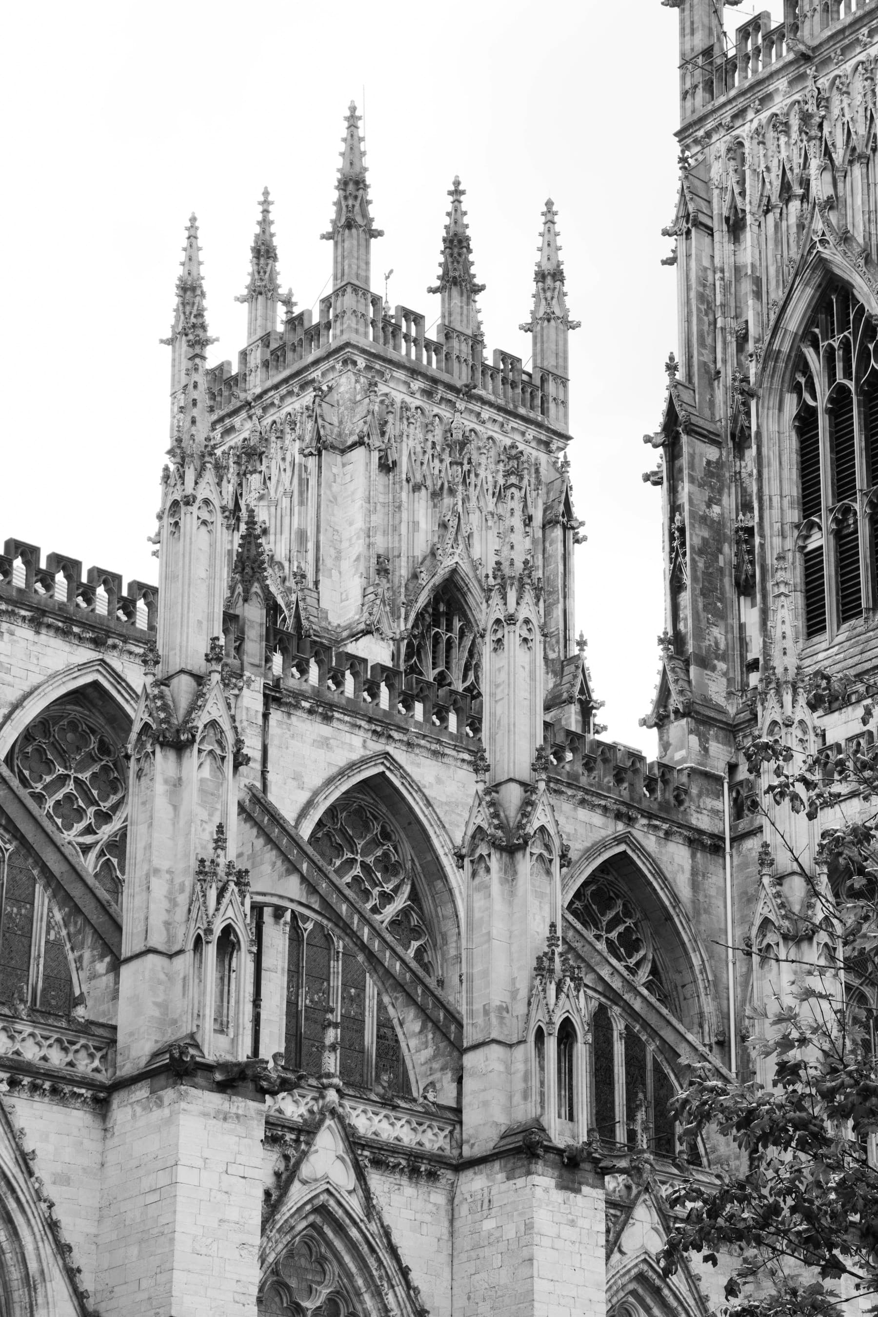 Gothic stone facade treated in hard black and white